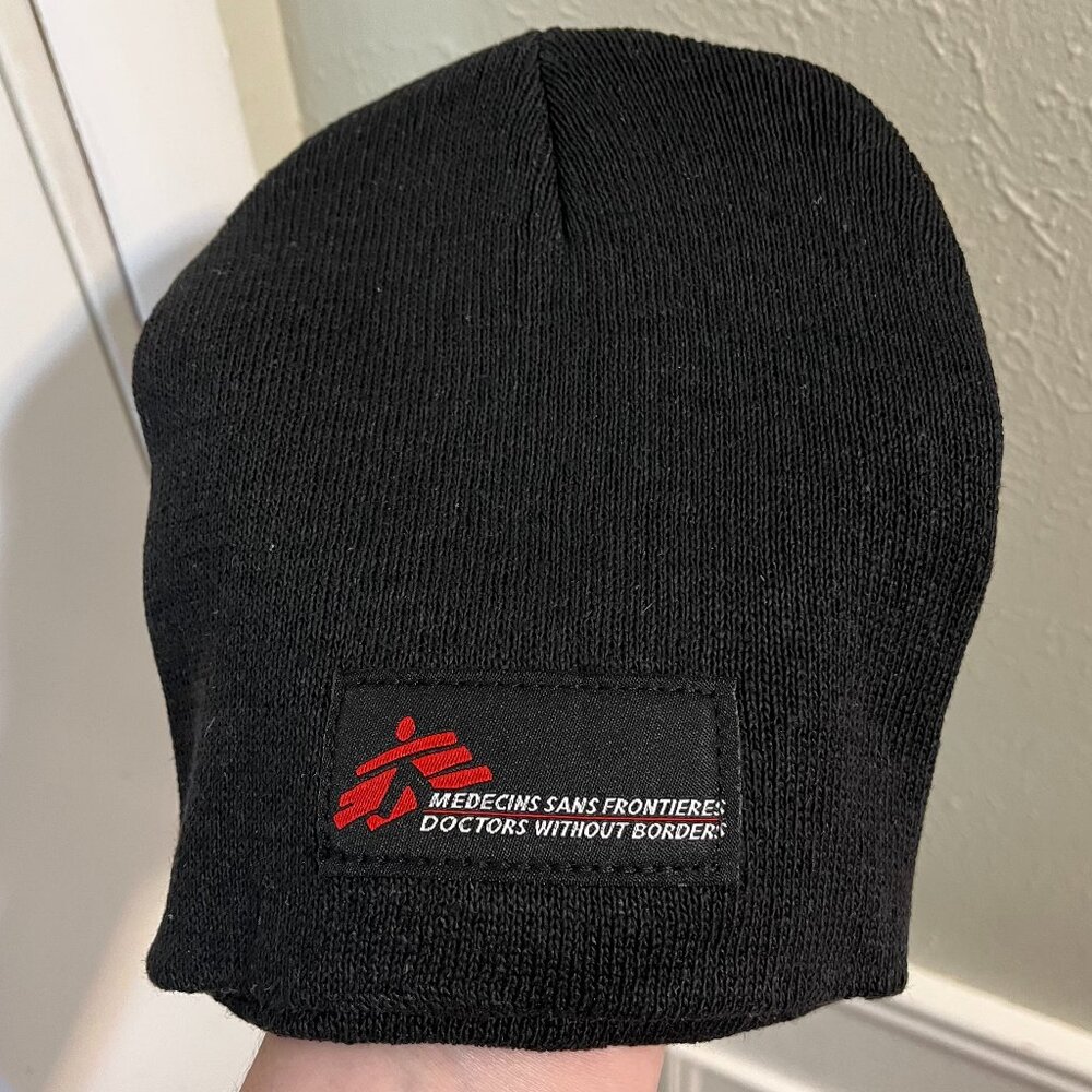 NWOT - Doctors Without Borders Beanie - Adult One Size - Black Skull Cap Hat